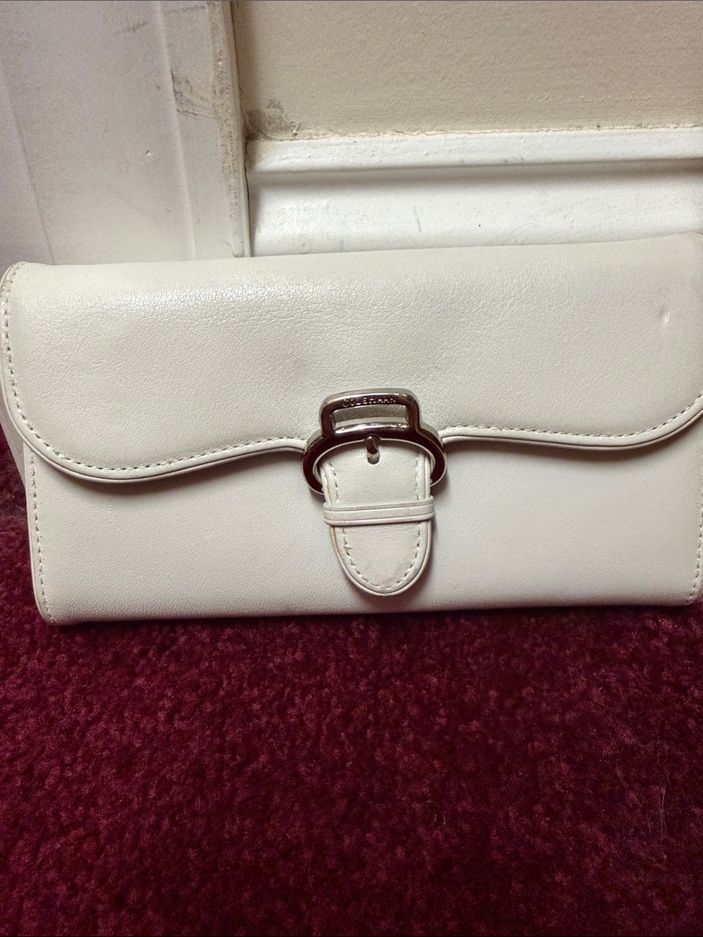 Cole Haan Cream Leather Buckle Wallet